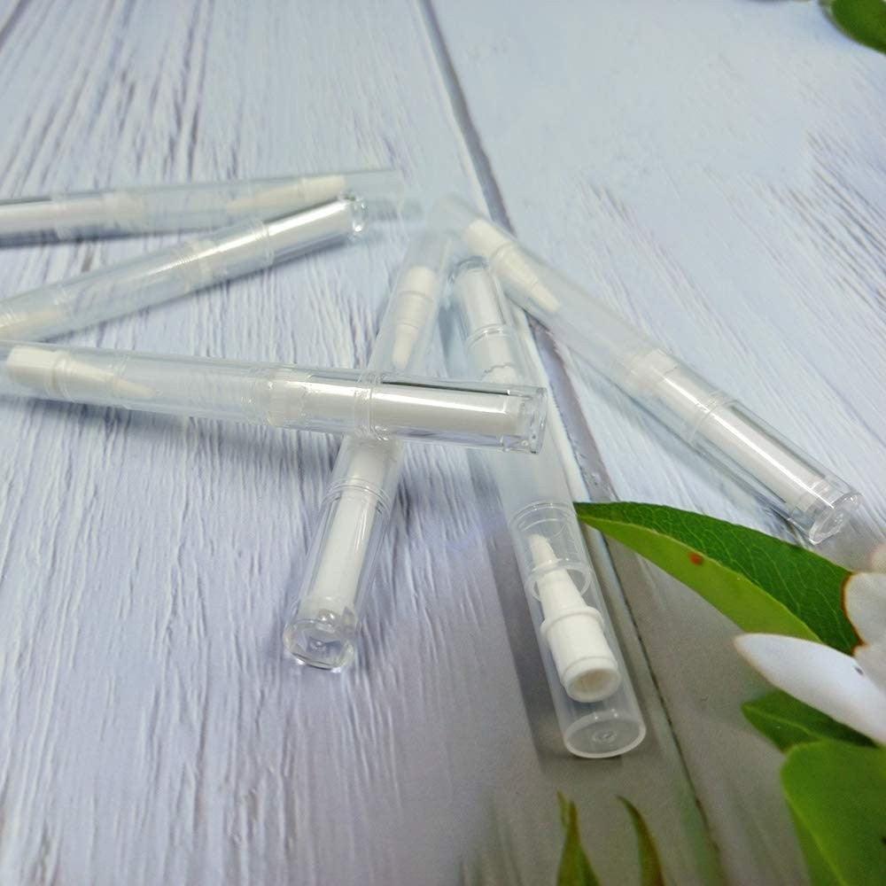 3ml Clear Plastic Nail Oil Pens with Nylon Brush Tips - 30 Pack