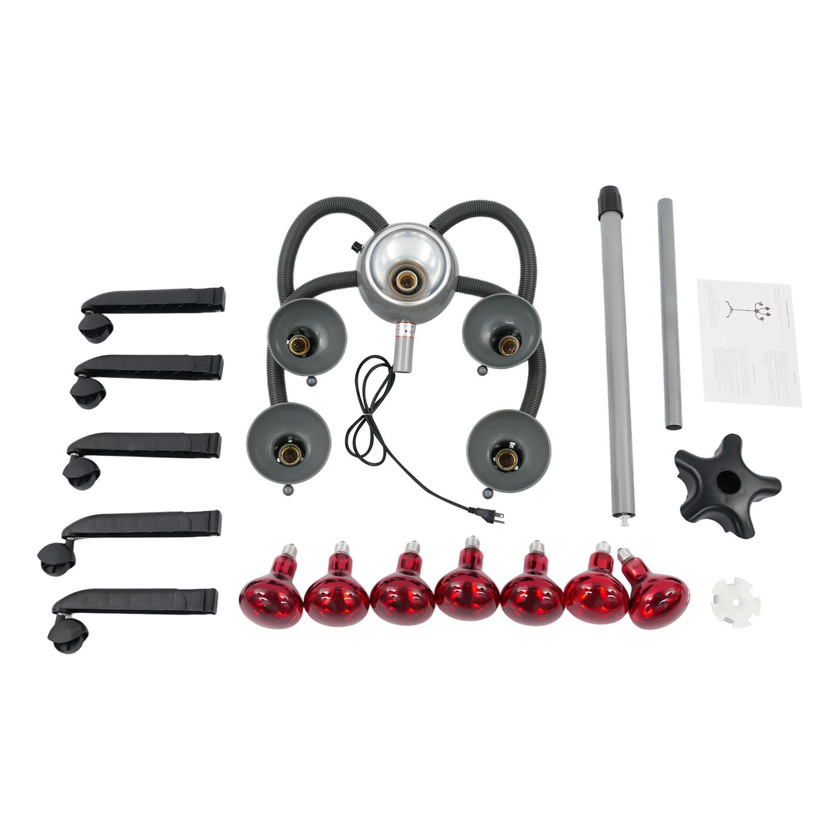 Adjustable Stand-up Hair Dryer with 5 Heating Heads & Wheels - Portable Floor Salon Dryer