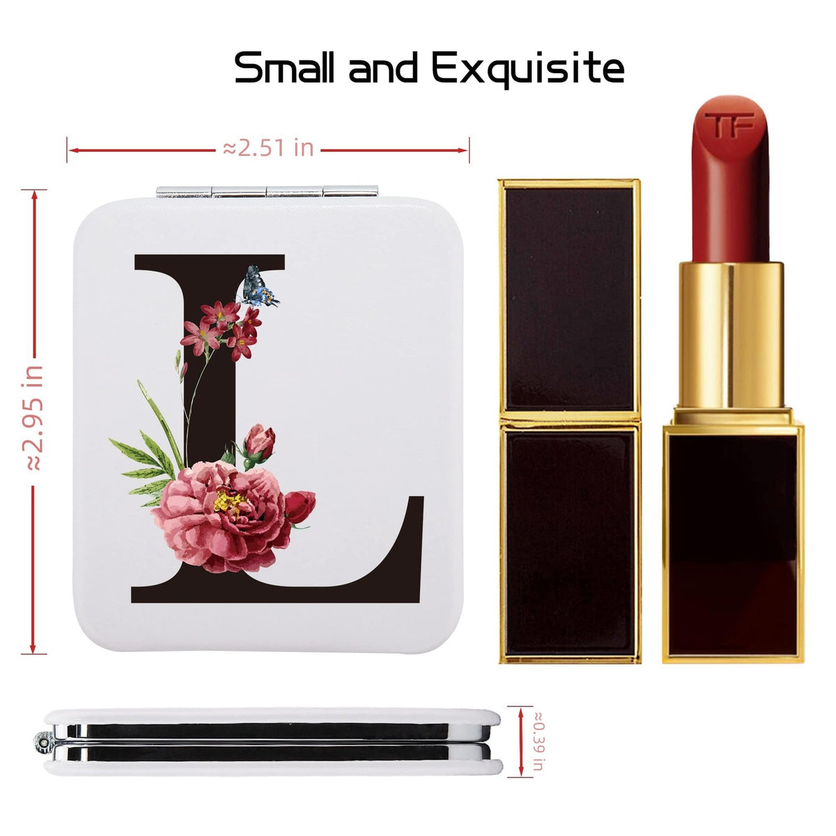 Compact Makeup Mirror Double-Sided with PU Leather Cover - Portable Handheld Reflection