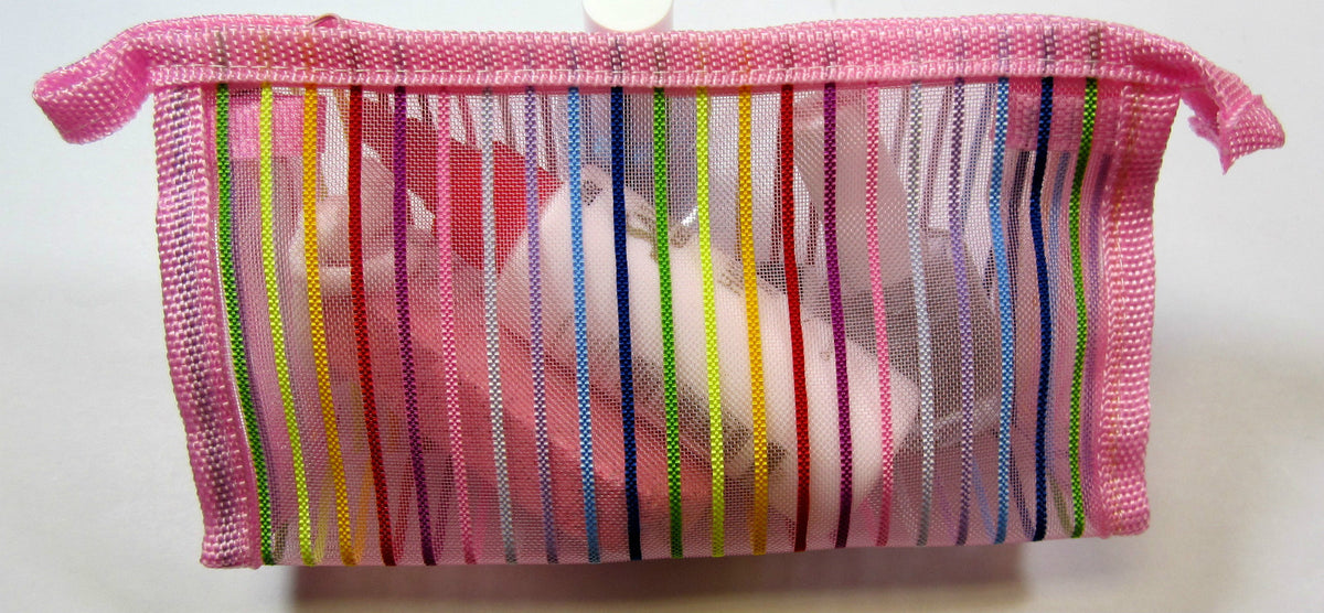 Mesh Cosmetic Bag Purse with Zipper Multiple Colors 7x4x2 Inches