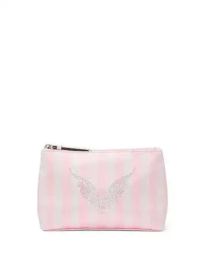 Victoria's Secret Satin Makeup Bag with Rhinestone Embellishments - Compact & Stylish