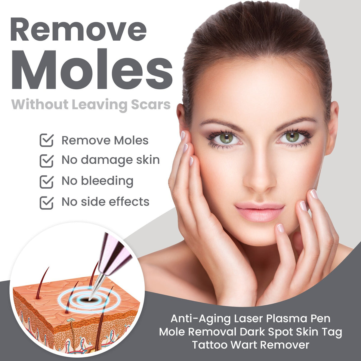 Laser Plasma Pen for Skin Tag Mole Wart Removal Anti-Aging Dark Spot Therapy