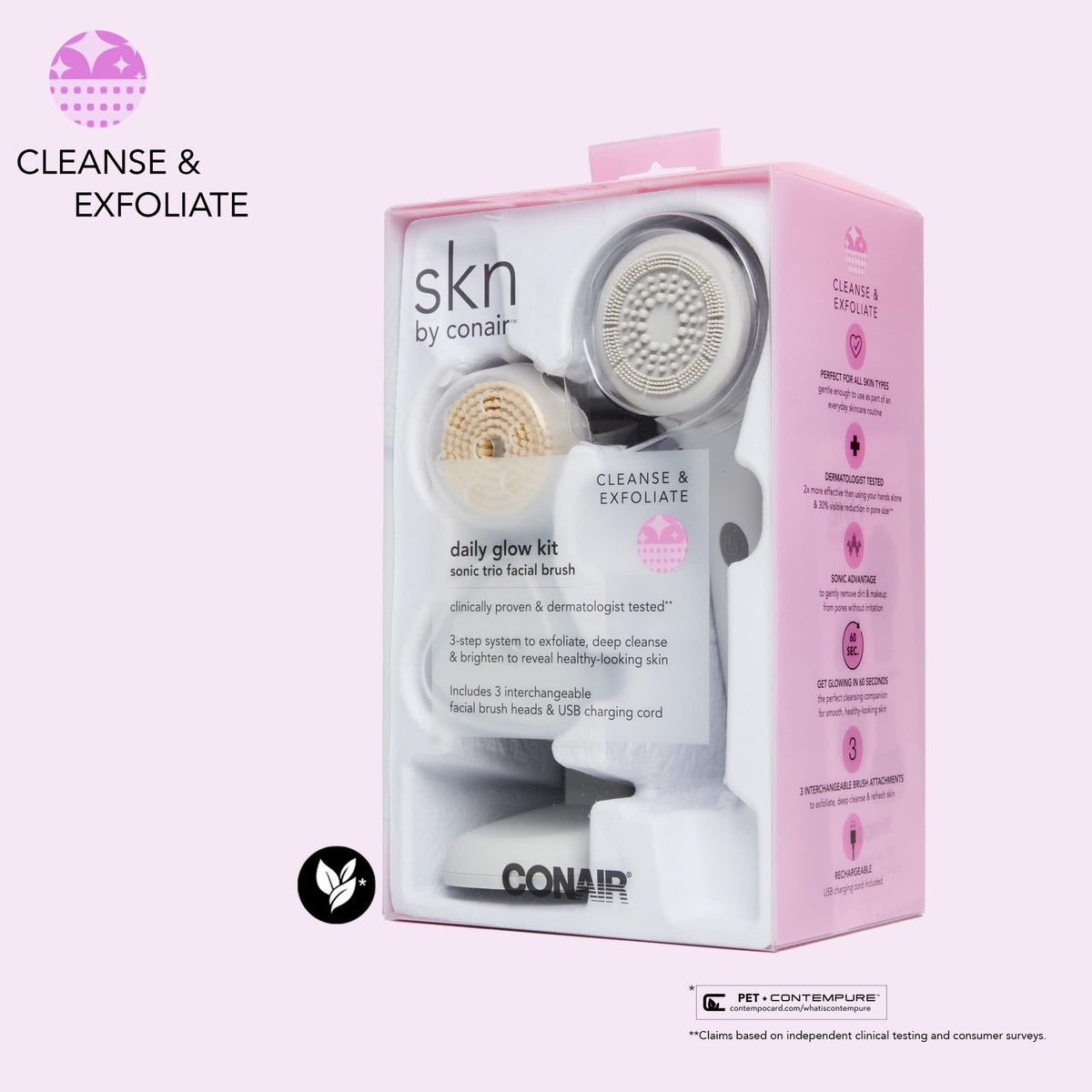 Facial Cleansing Brush Kit - Deep Clean & Exfoliate with 3 Attachments