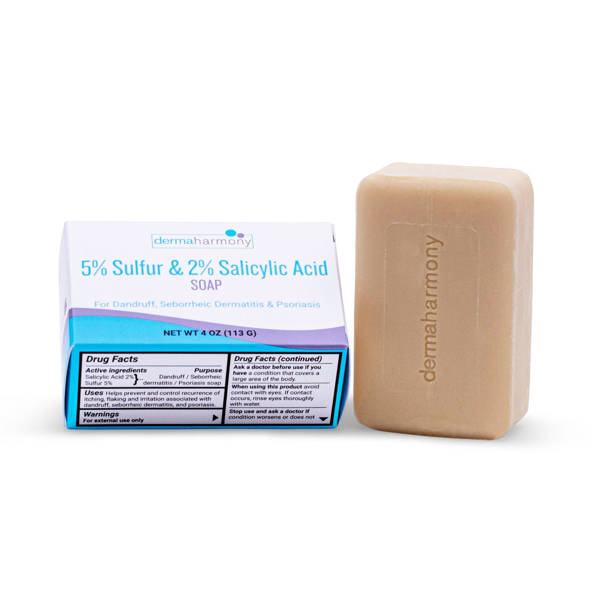 Sulfur & Salicylic Acid Bar Soap for Skin Conditions - DermaHarmony 4 oz