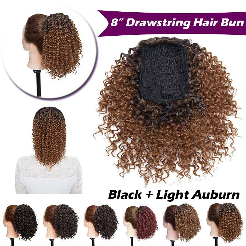 Afro Kinky Curly Ponytail Extensions Clip-In Hair Bun High Puff - Multiple Colors