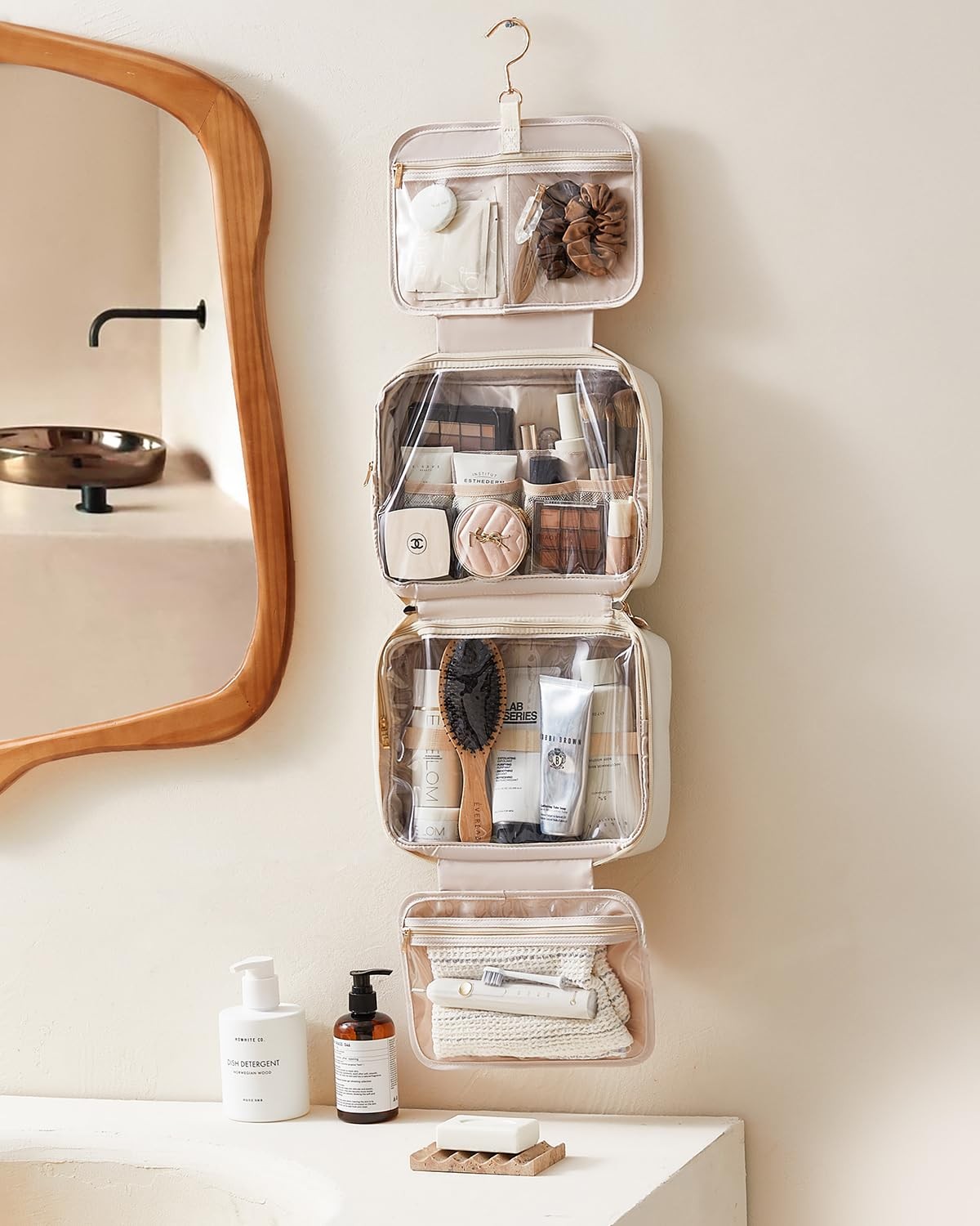 Travel Toiletry Bag with Hanging Hook Waterproof Makeup Organizer - Large Capacity