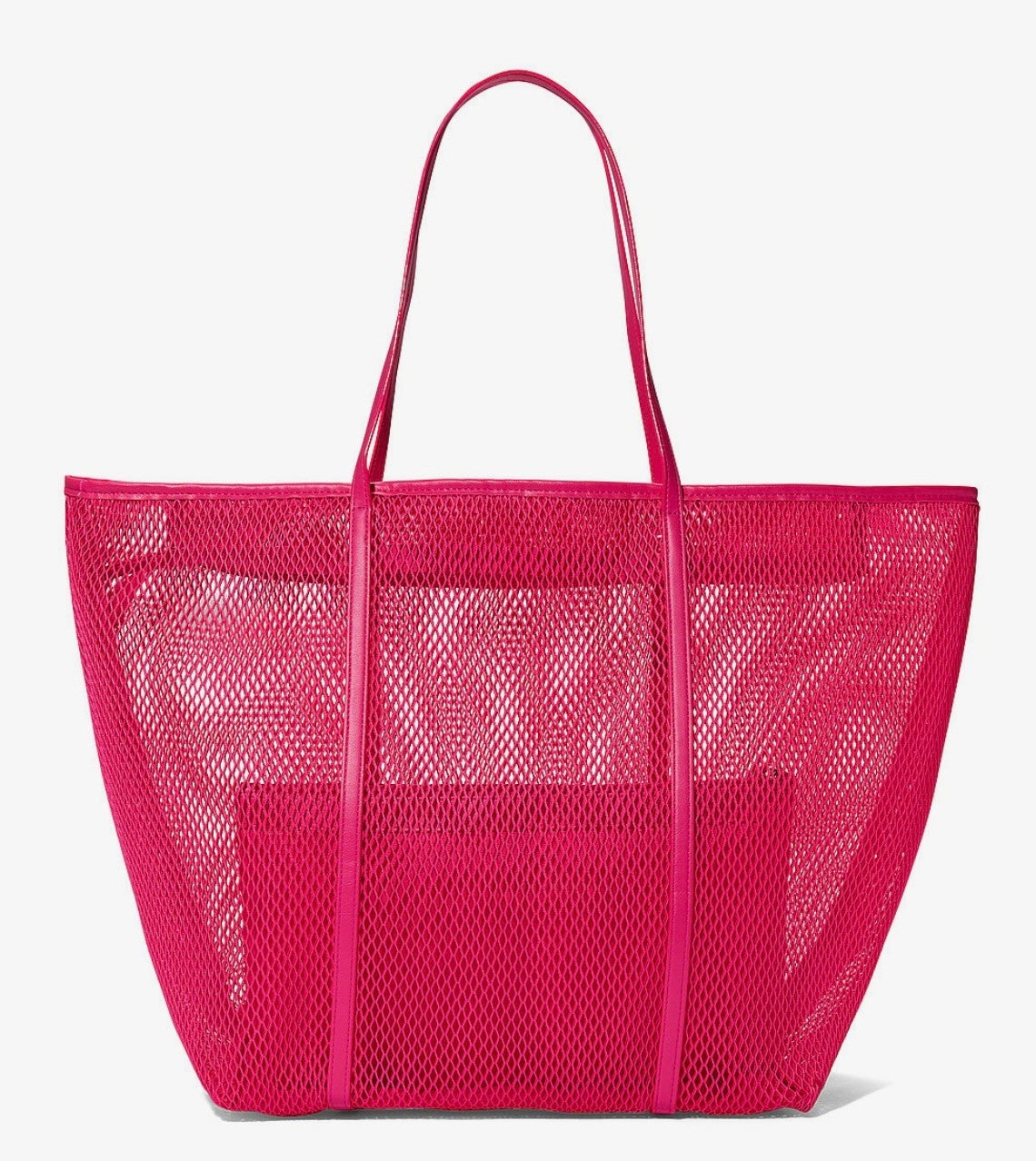Victoria's Secret Pink Mesh Tote Bag Set Large Purse with Top Zip