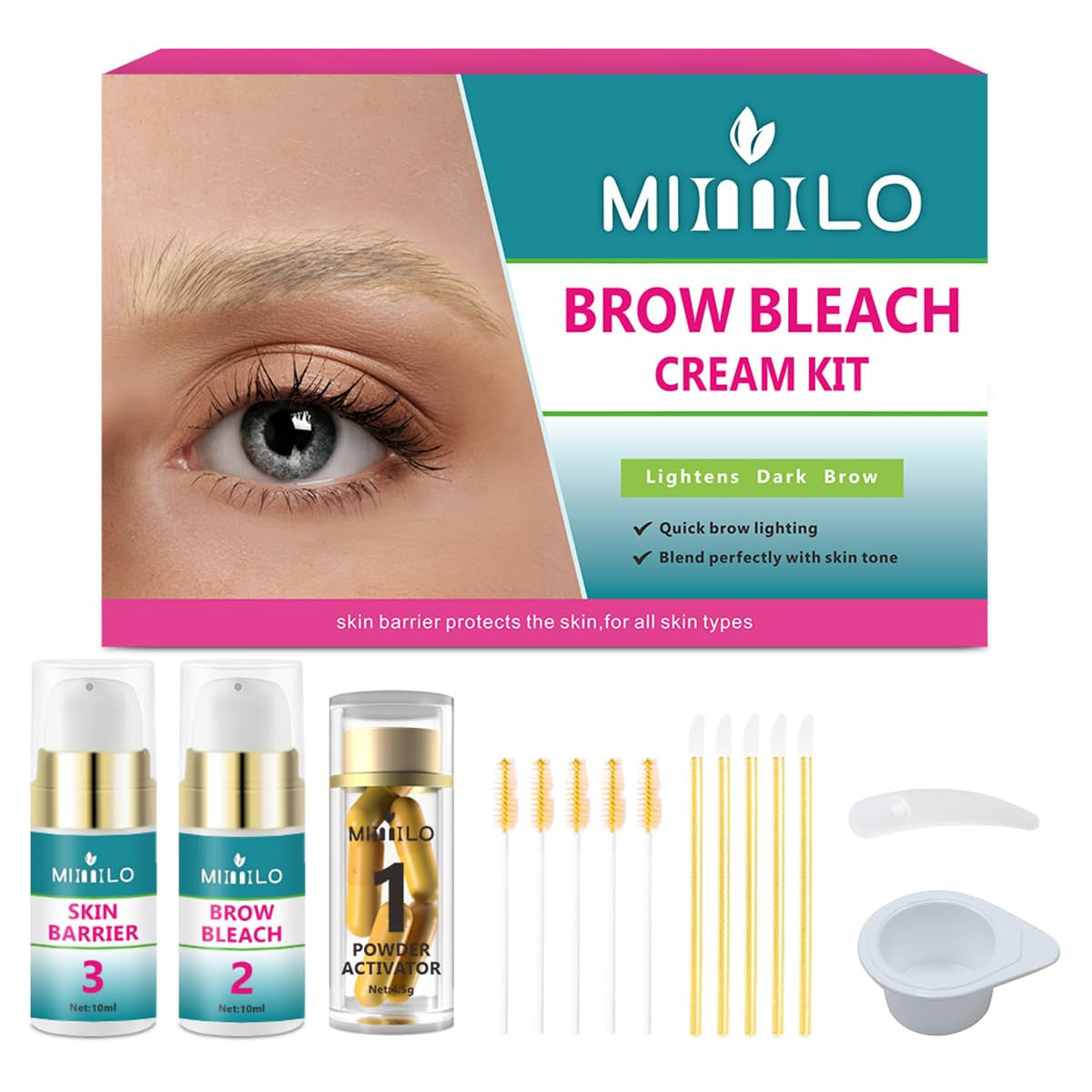 Eyebrow Lightening Cream Kit - Brow Bleach for Dark to Light Brow Color