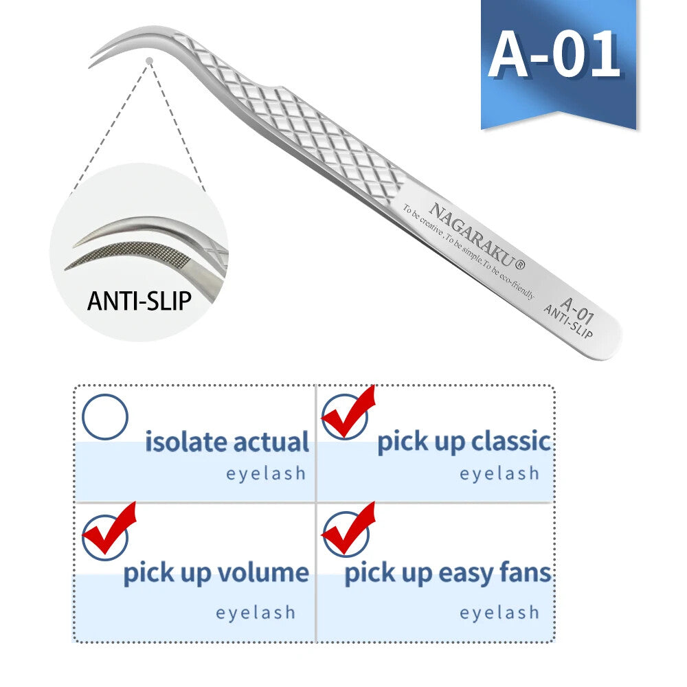 Eyelash Extension Tweezers Stainless Steel 3D Makeup Lash Applicator