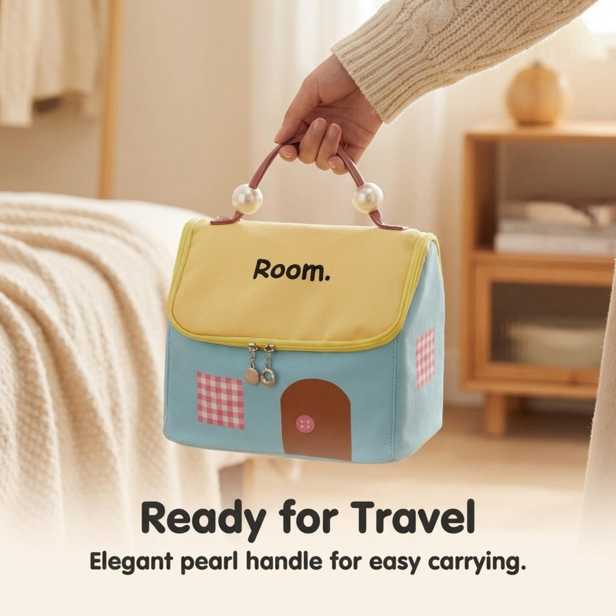 Cute House-Shaped Makeup Bag - Kawaii Faux Leather Travel Organizer
