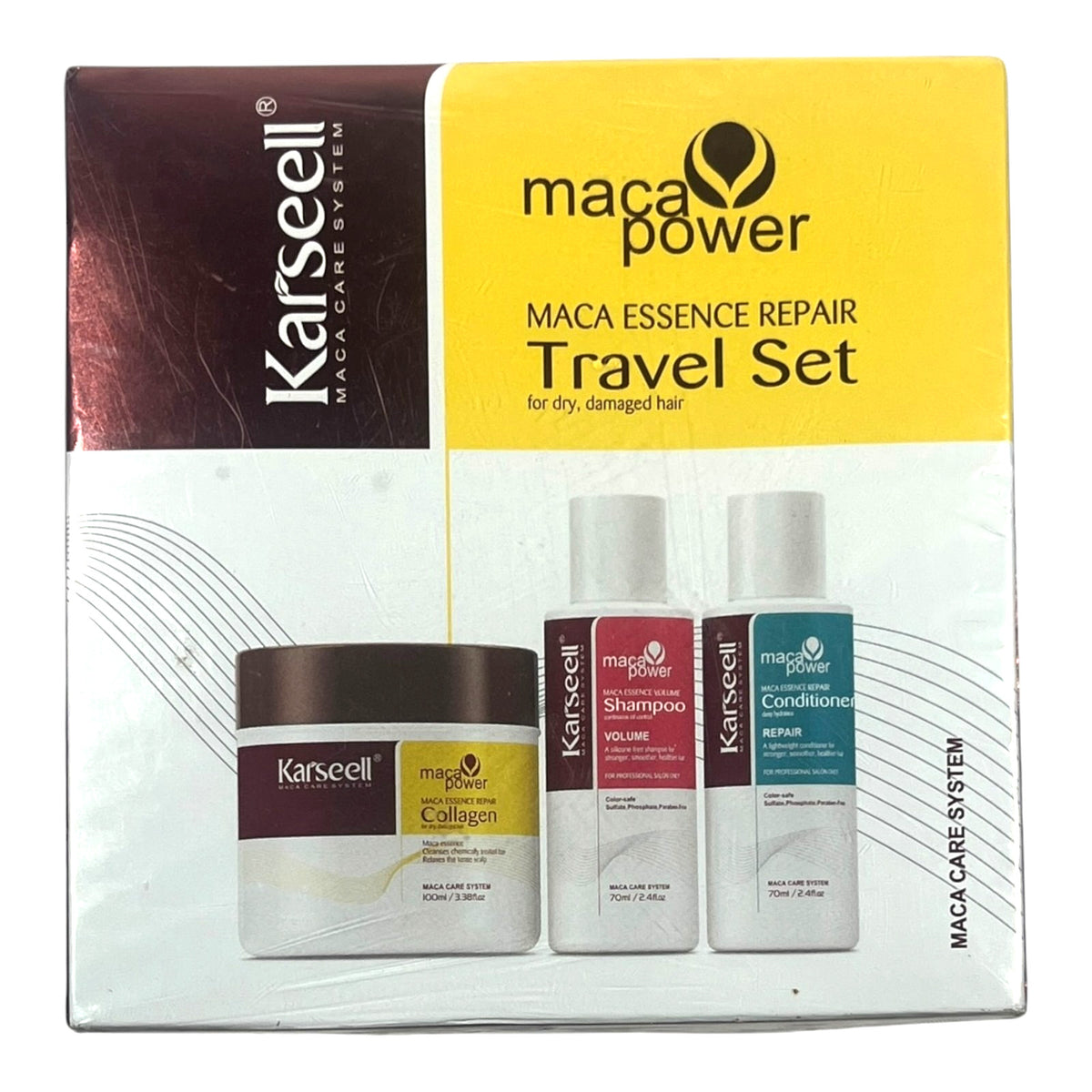 Karseell Maca Power Travel Set: Shampoo 70mL, Cond Mask 100mL - EX