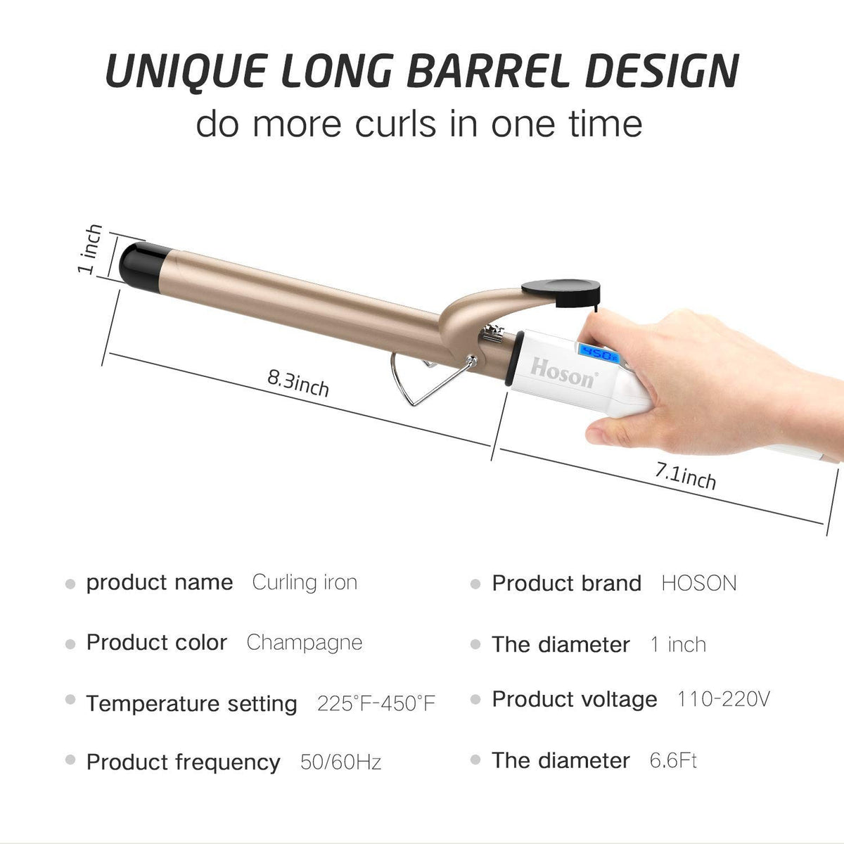 1 Inch Curling Iron with LCD Display & Auto Shut-Off - Hair Styling Tool