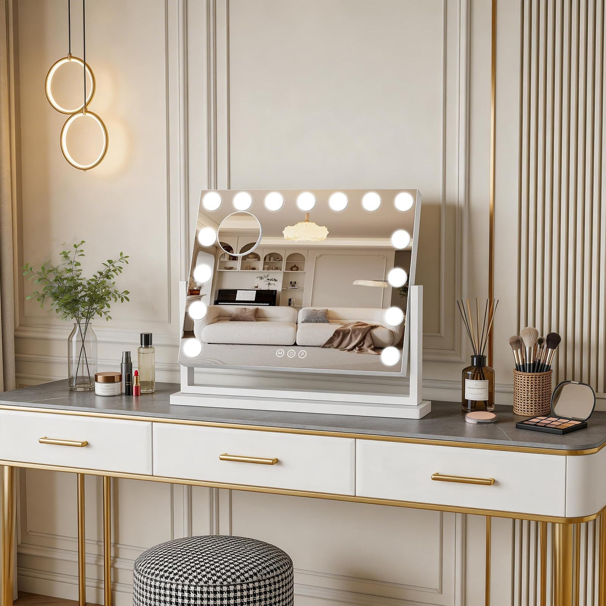 Bearolve 23x17 Inch Hollywood Vanity Mirror with Lights, Adjustable Brightness & 3 Modes
