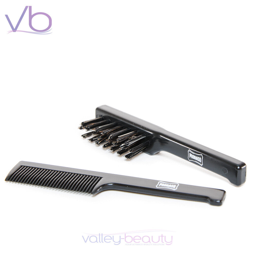 Mustache Comb and Beard Brush Set - Facial Hair Grooming Kit for Men