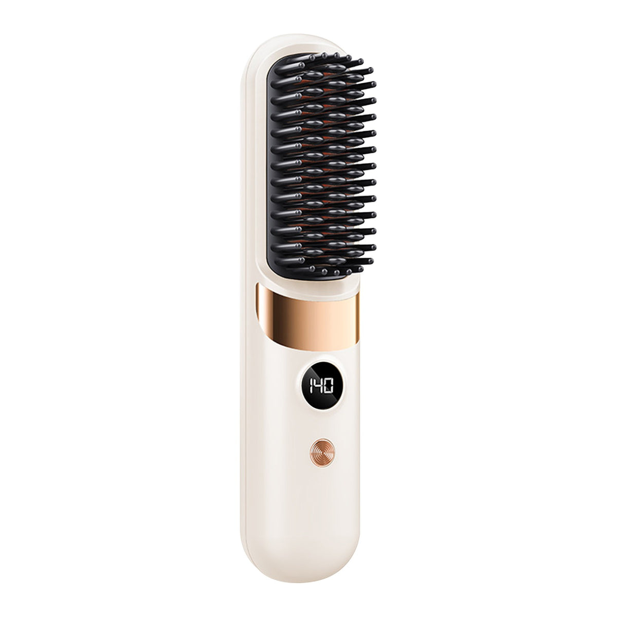 Portable White Ceramic Hair Straightener Brush with Digital Temp Control
