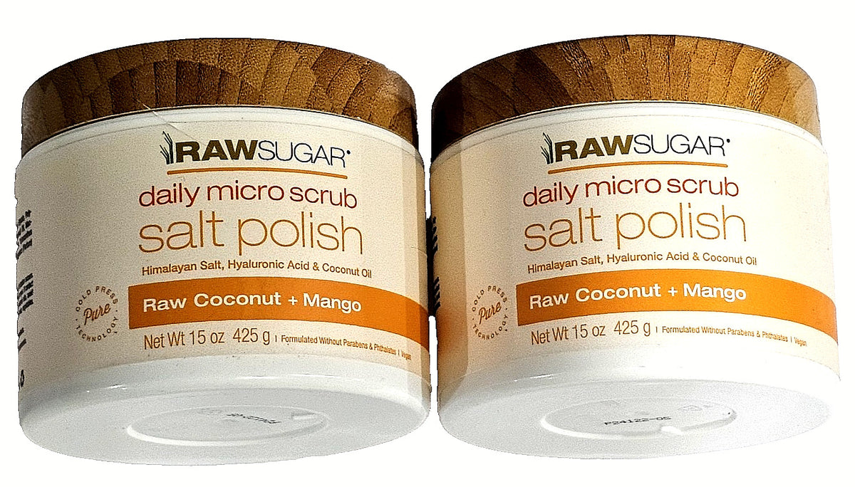 Raw Sugar Micro Scrub Salt Polish with Coconut - 2 Pack, 15oz