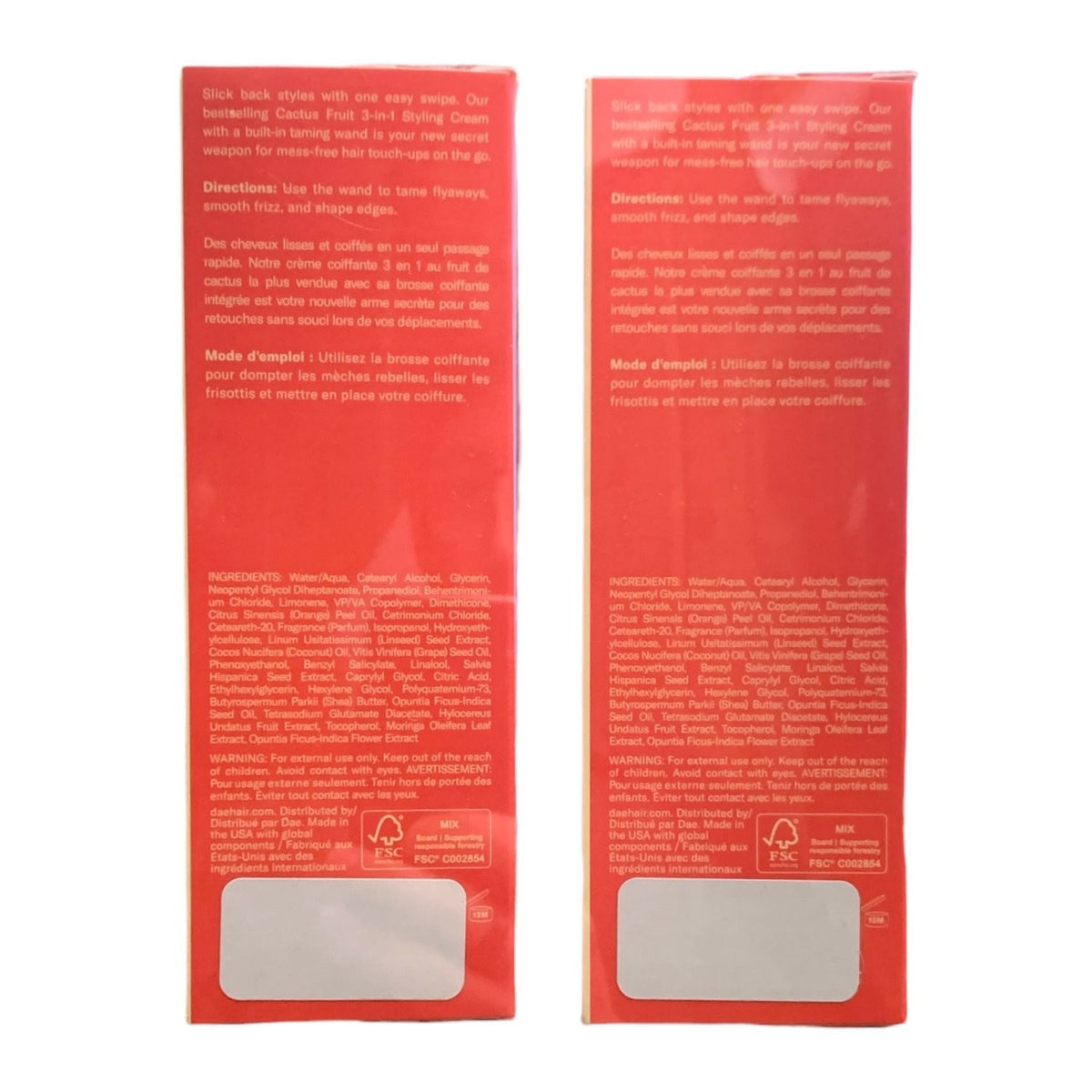 Hair Styling Cream & Taming Wand Set - Frizz Control & Shine, 0.6 oz. 2 Pack