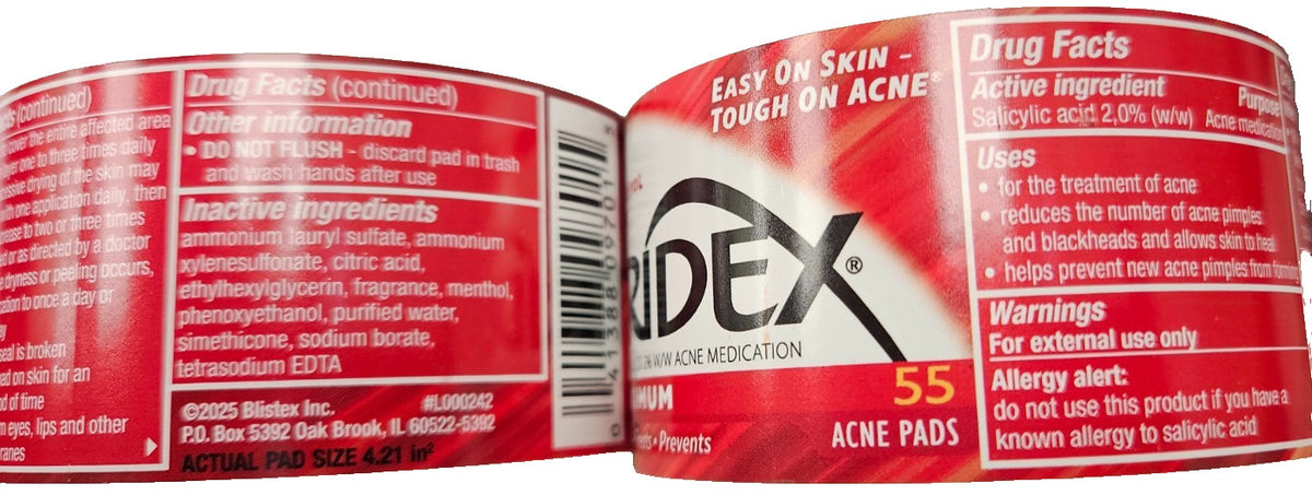 Stridex Acne Pads Max Strength 55 Count - 2 Pack for Clear Skin
