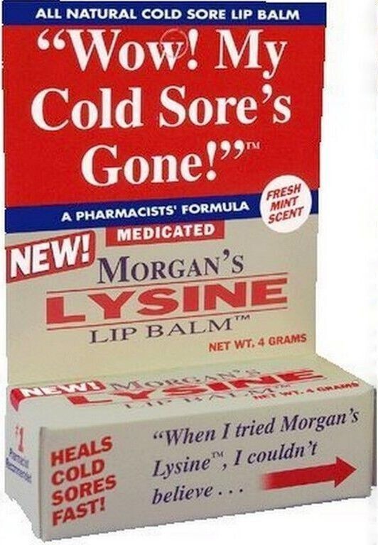 Morgan's Lysine Lip Balm for Cold Sores - Medicated 4g, Natural Healing