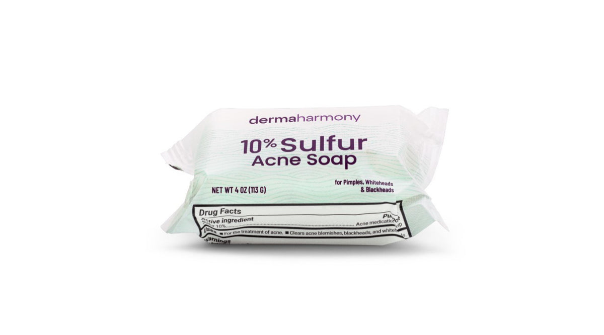 10% Sulfur Soap Bar for Acne-Prone Skin - Natural Facial & Body Cleansing - 4oz