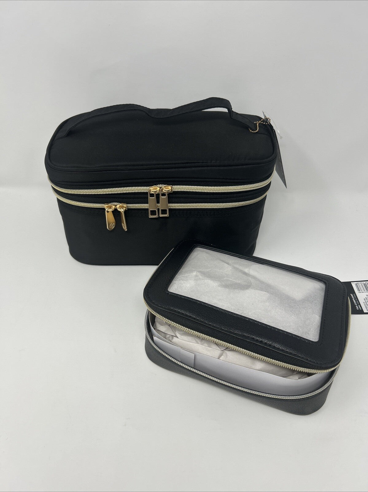 Double Zipper Makeup Bag Set with Clear Toiletry Bag for Travel & Storage