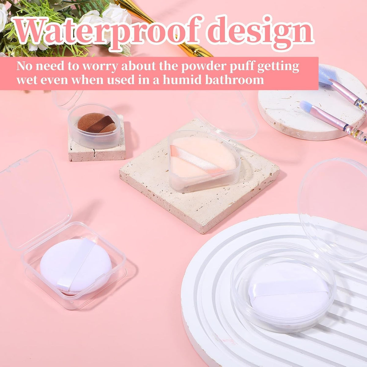 Travel Makeup Puff Storage Cases Set - Transparent Plastic Organizer