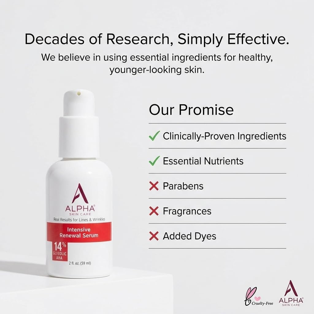 Alpha Skin Care Renewal Serum with 14% Glycolic AHA - 2oz, Pack of 3