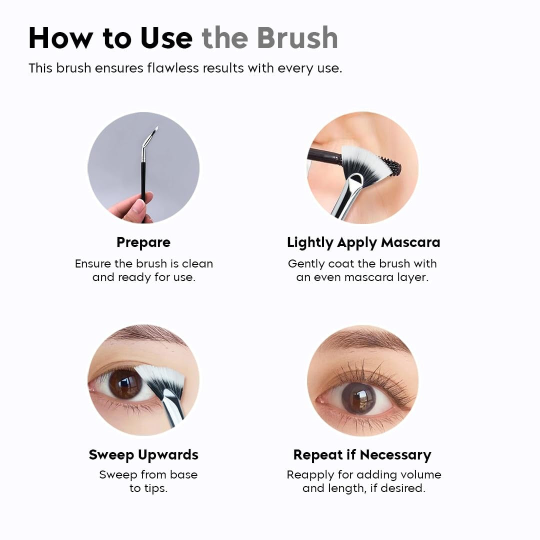 Angled Fan Mascara Brush Set - Precision Lash Fan Brushes for Voluminous & Natural Looks