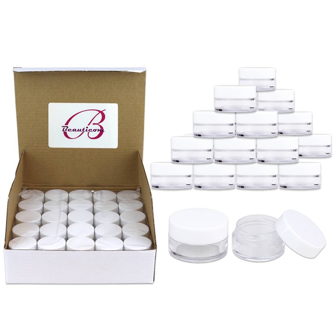 High Quality Acrylic Sample Jars Set - BPA Free, 5g/5ml, 50 Count