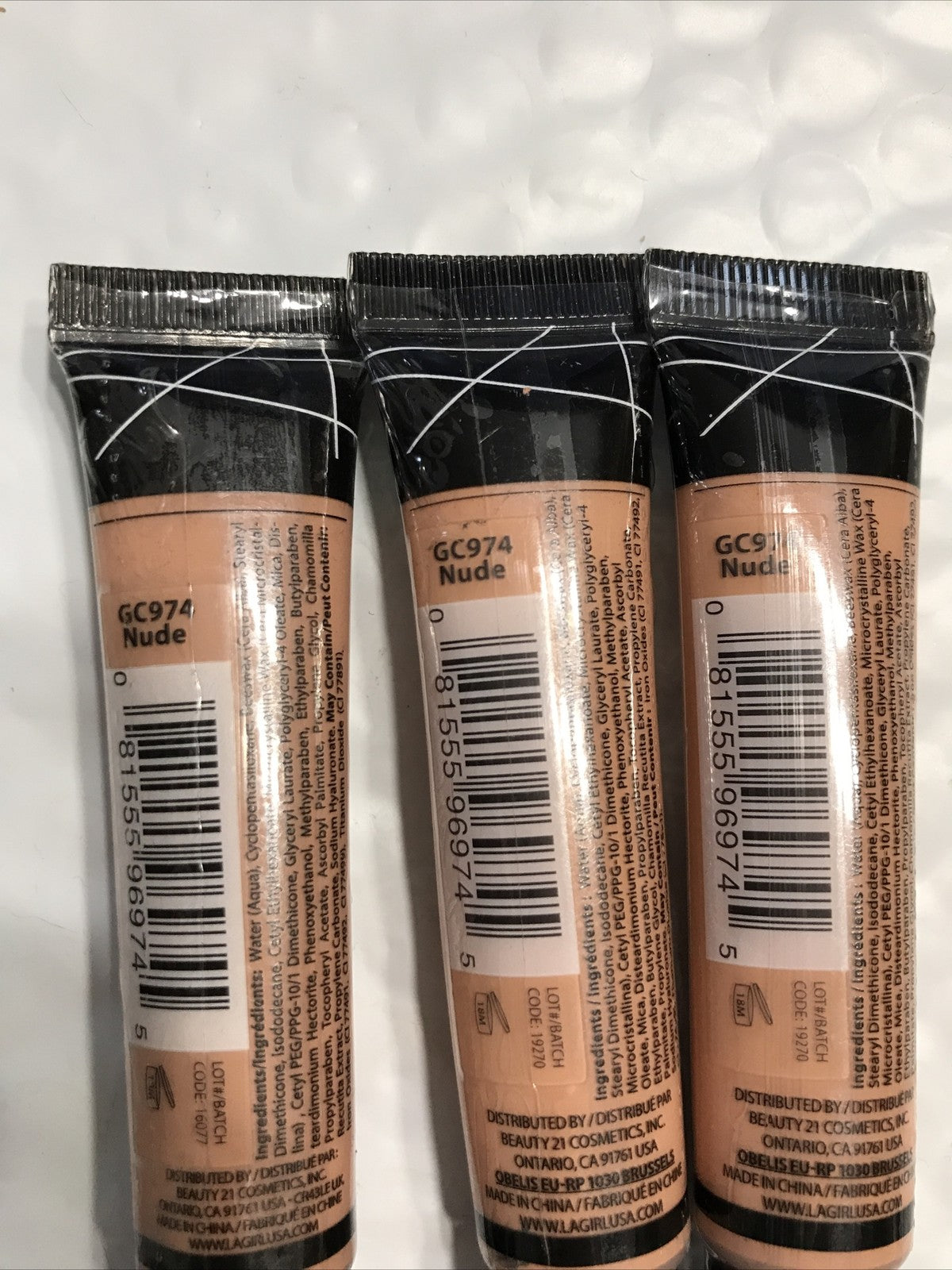3-Pack HD Concealer Tubes - Nude Finish, Long-Lasting, Sealed
