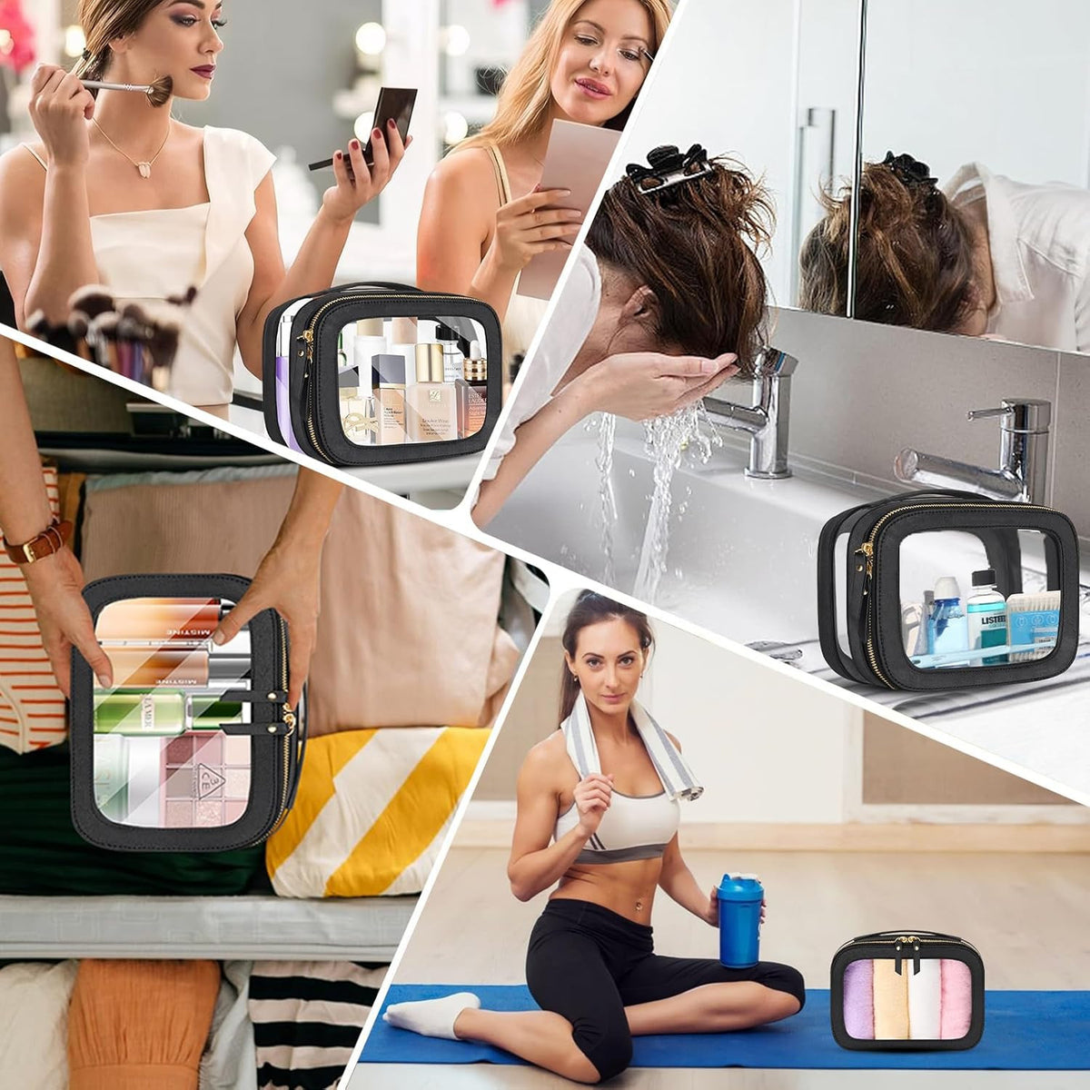 Heavy Duty Clear Travel Makeup Bag - TSA-Approved & Leak-Proof