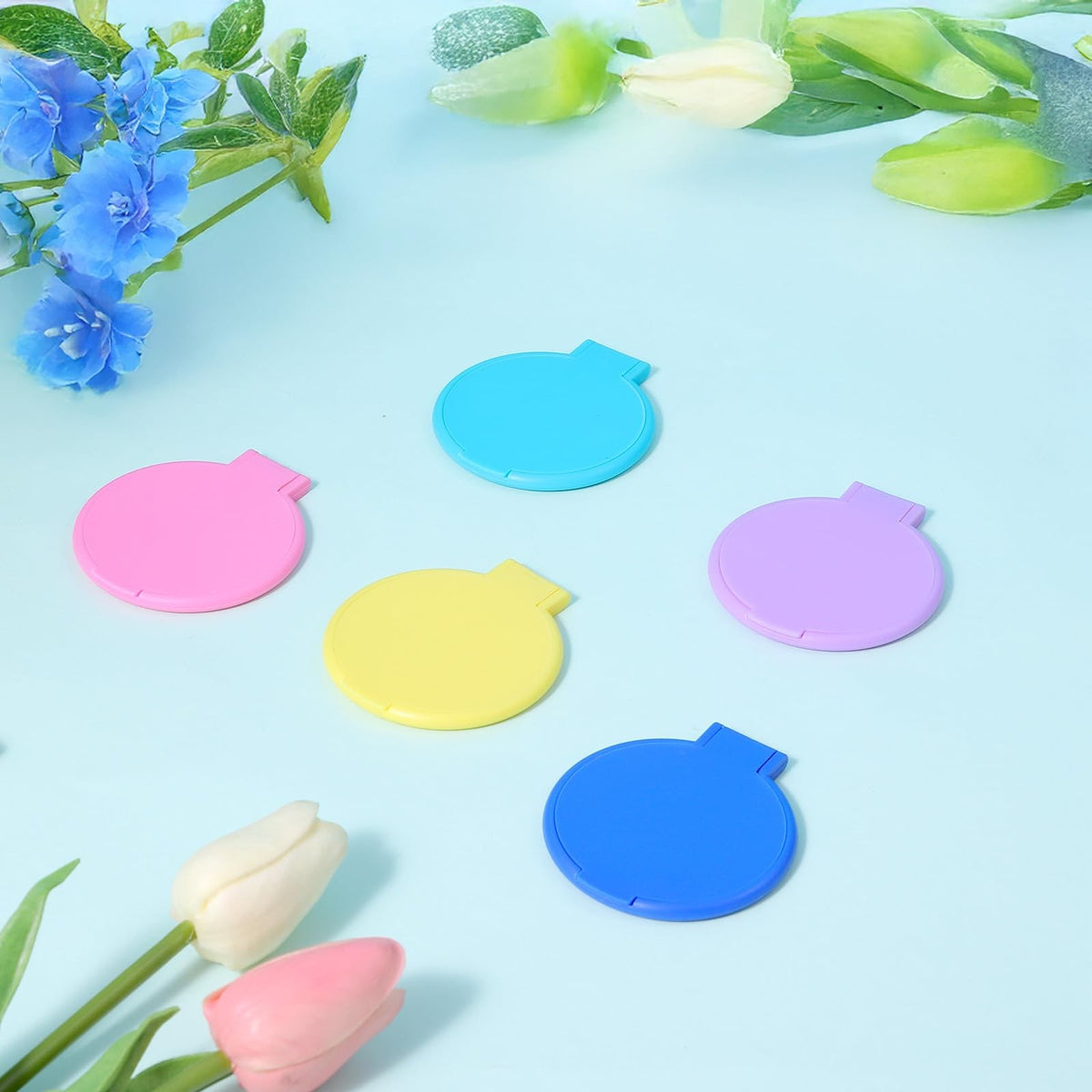 50 Pieces Compact Round Makeup Mirrors Bulk Travel Folding Pocket Handheld