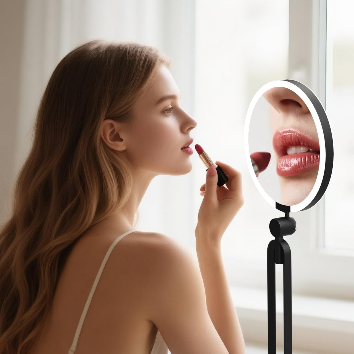 Rechargeable Lighted Travel Makeup Mirror 10X/1X Double Sided 6 Inch White