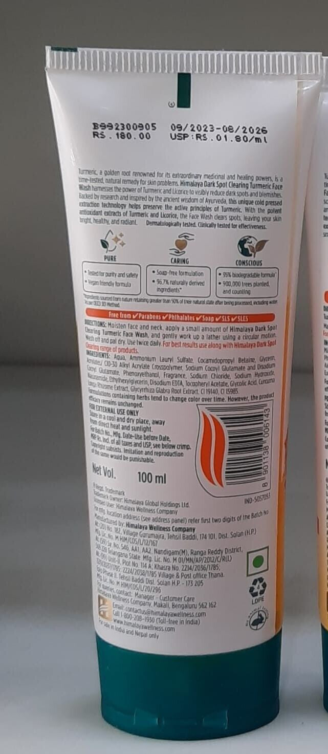 Himalaya Dark Spot Clearing Face Wash with Turmeric - 3 Pack 100ml