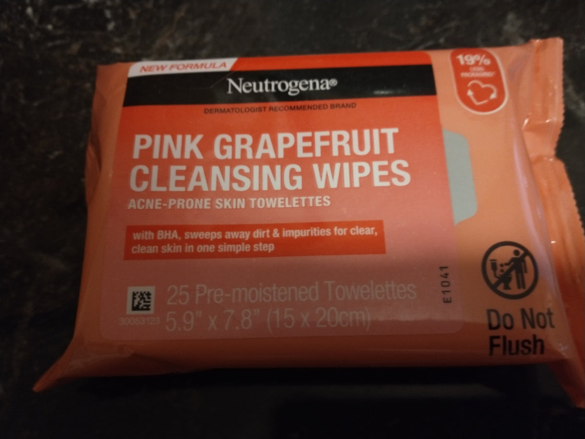 Neutrogena Pink Grapefruit Cleansing Wipes for Acne-Prone Skin - 25 Towelettes