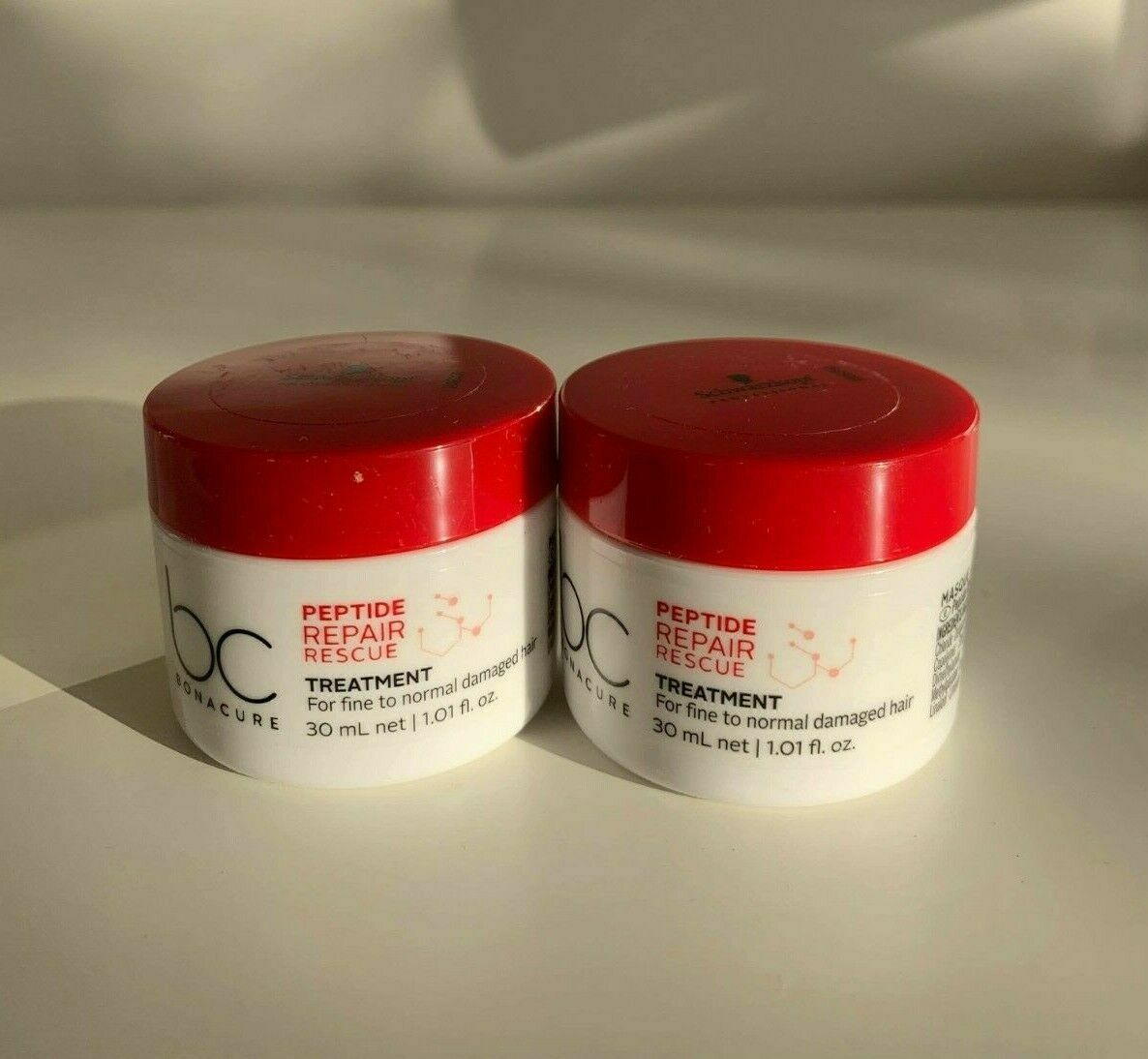 Travel Set of 2 Schwarzkopf BC Bonacure Peptide Repair Rescue Hair Treatments 30ml