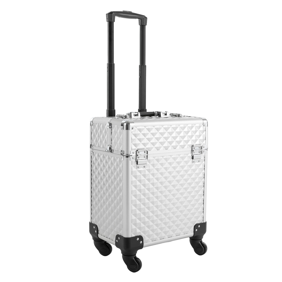 Lockable Travel Makeup Case with Wheels & Storage Organizer