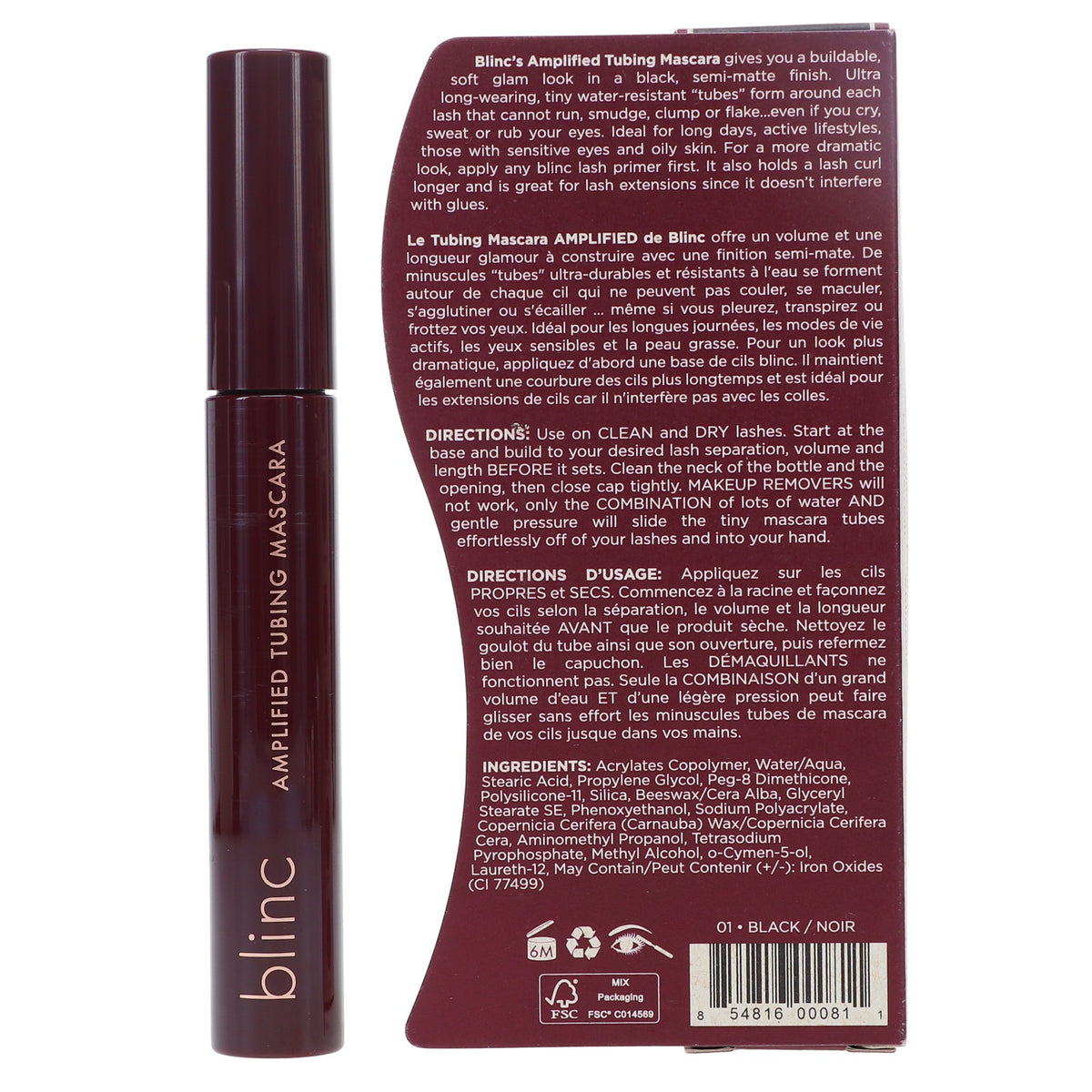 Amplified Tubing Mascara Black 0.3 oz - Long-Wear, Smudge-Proof Lash Enhancer