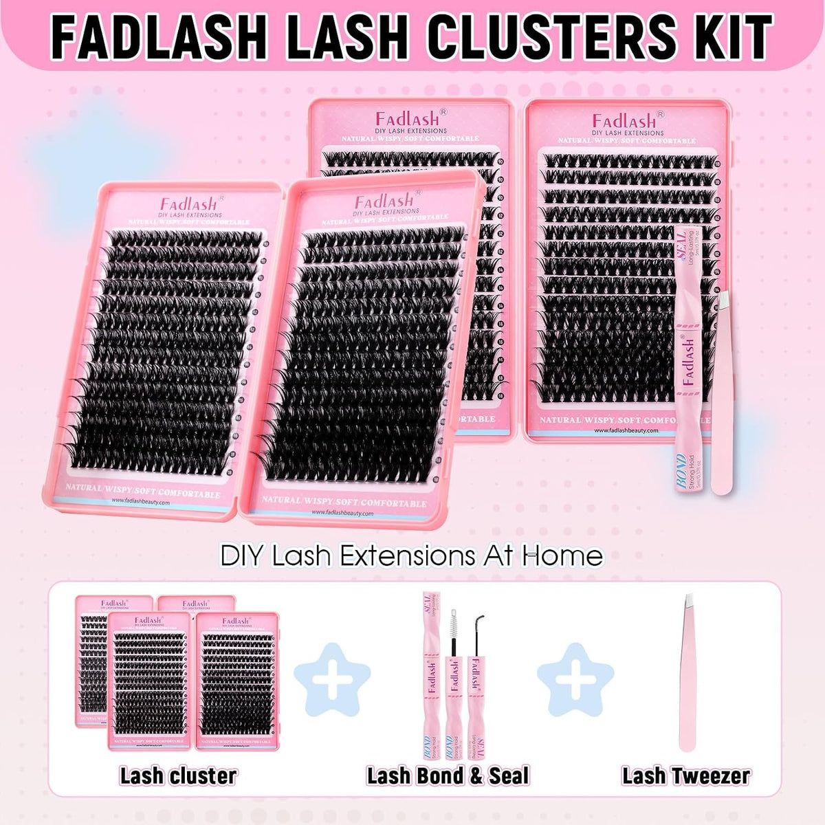 Eyelash Extensions Clusters Kit 80D 100D D Curl 10-18mm False Lash Set
