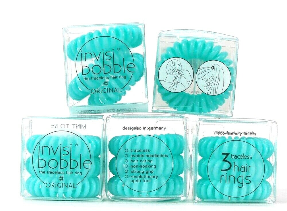 5 Packs Invisibobble Original Mint To Be 3 Ct Traceless Strong Grip