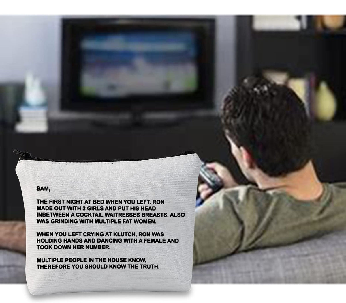 TV Series Inspired Makeup Bag - The Note to Sam Cosmetic Pouch, The Letter Gift
