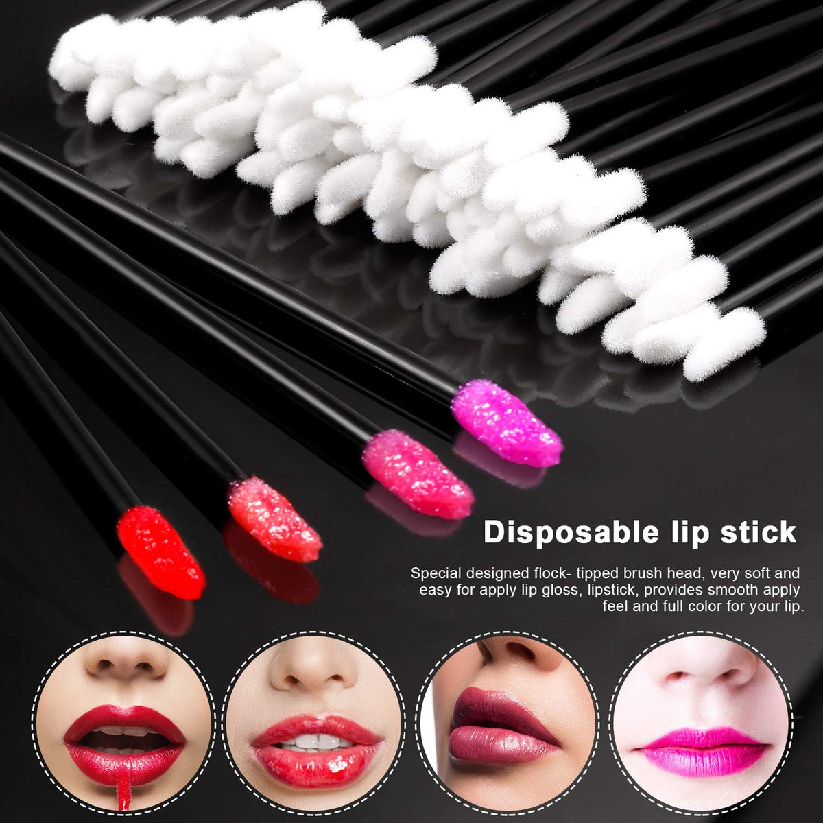 600pcs Disposable Lip Brush Set for Makeup Gloss Applicators