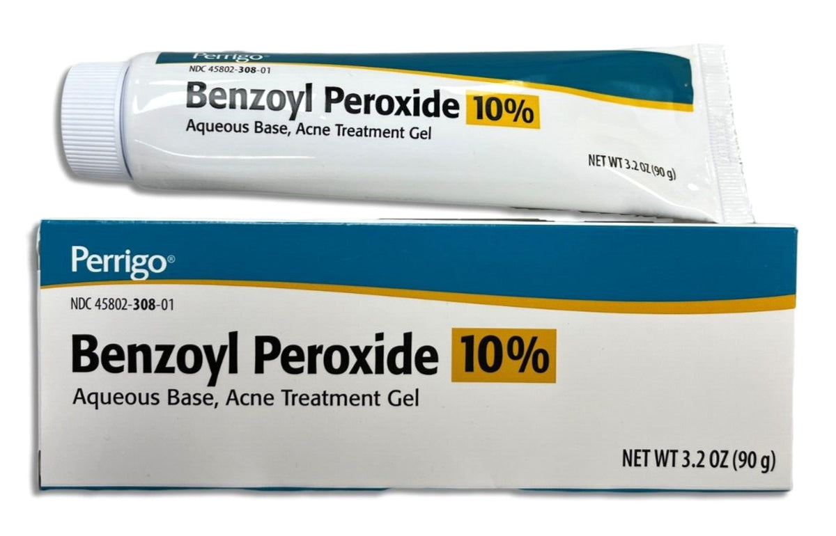 Pharmaceutical Grade Benzoyl Peroxide 10% Acne Gel - 3.2 oz Large Tube