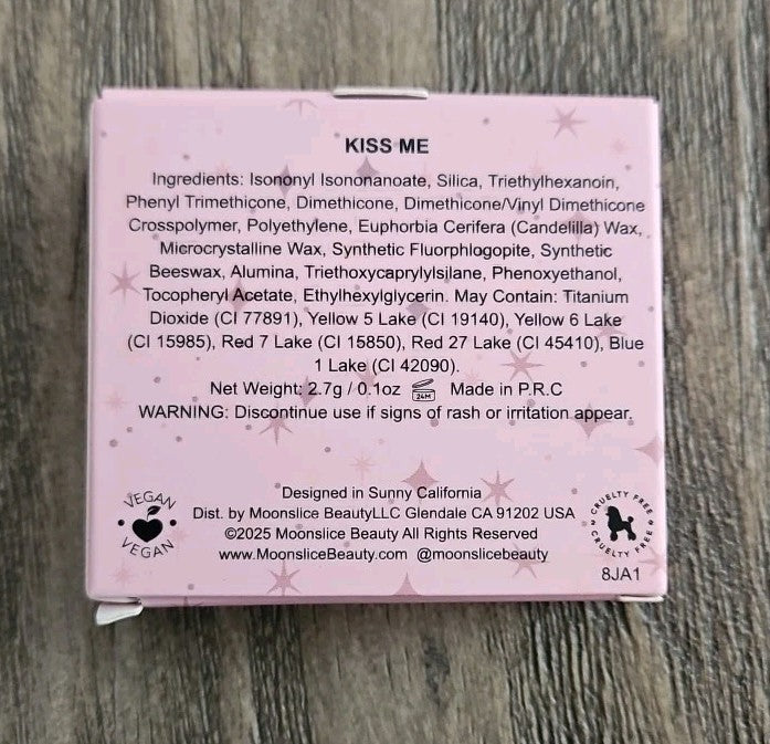 Moonslice Heart-Shaped Blush Cream Container Kiss Me Shade 0.1 oz
