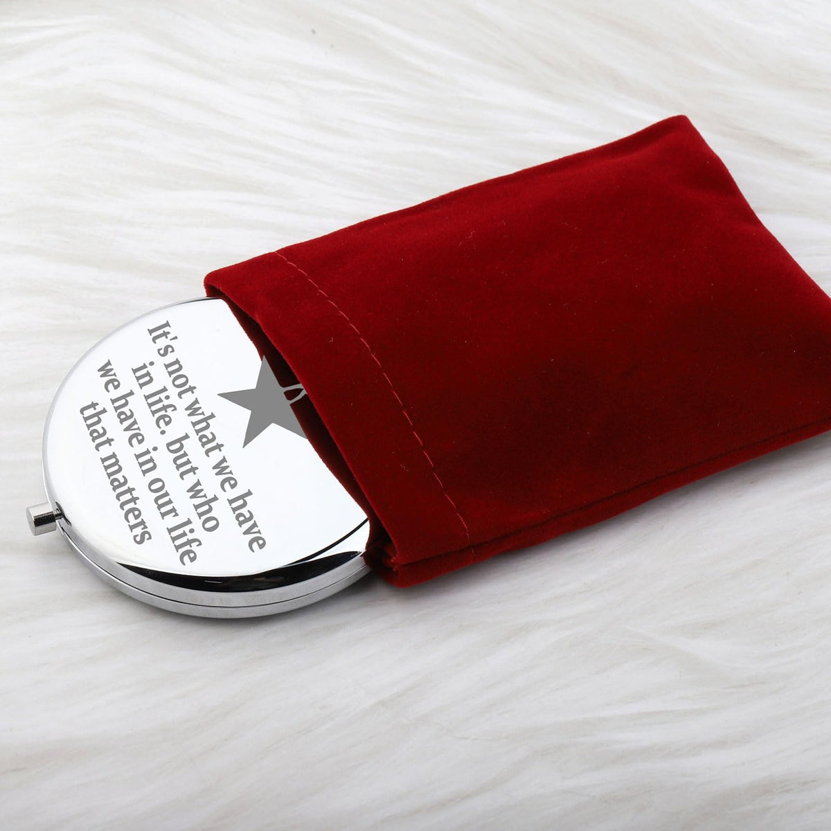 Musical Star Makeup Mirror with Magnification - Stainless Steel Compact Face Reflection