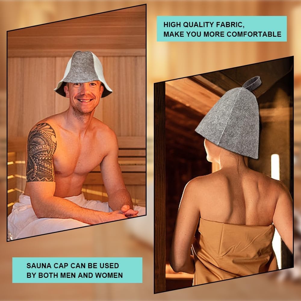 2 Pack Sauna Hat Polished Wool for Cap Banya Bath...