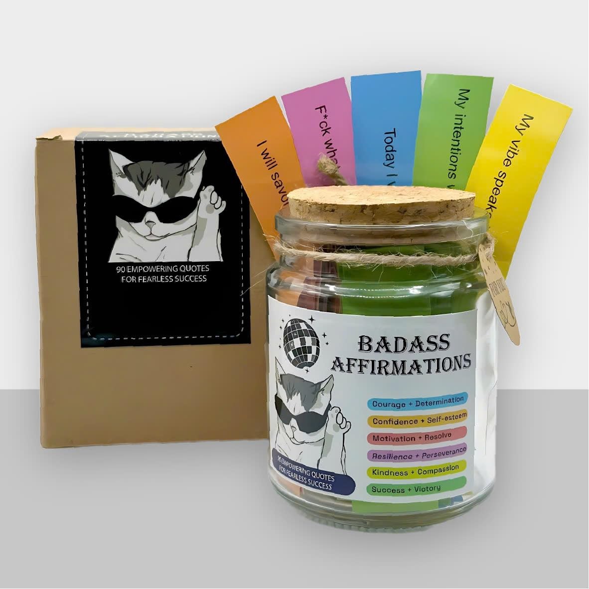 Positive Affirmation Jar for Women - Self-Care & Empowerment Gift with 90 Cards