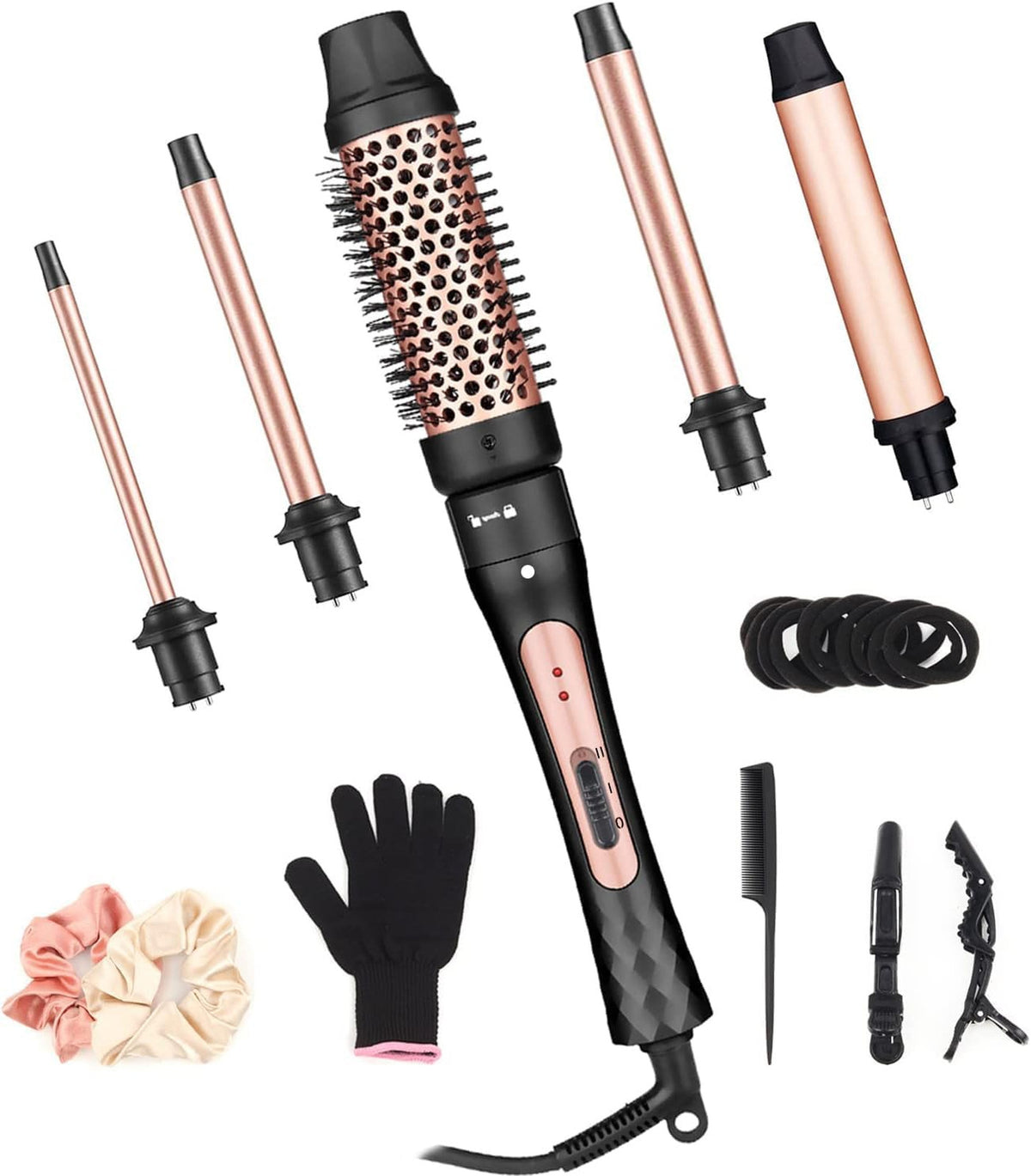 5-in-1 Curling Iron Set with Interchangeable Ceramic Barrels | Dual Voltage