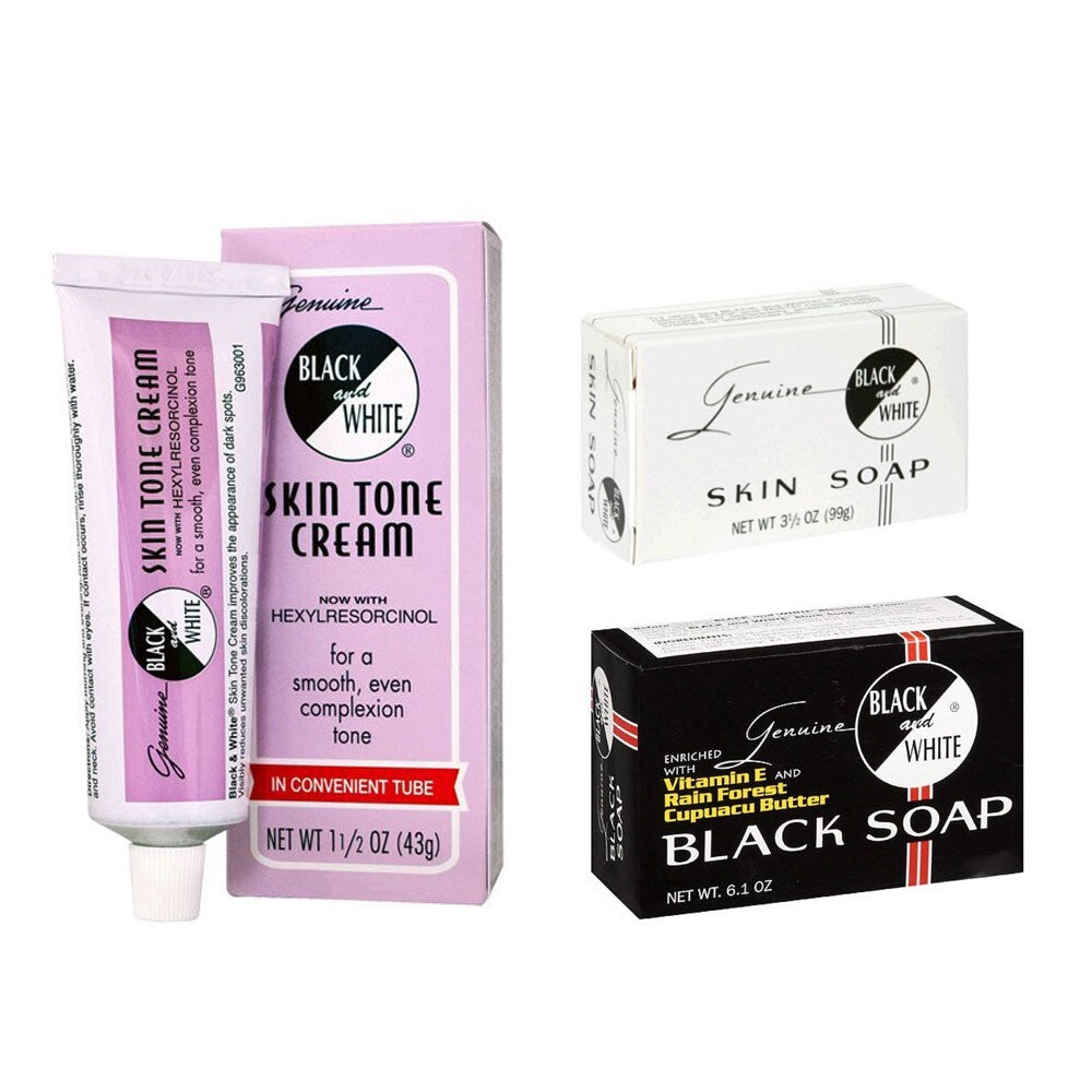 Black and White Skin Care Set - Black Soap 6.1oz & Skin Tone Cream 1.5oz