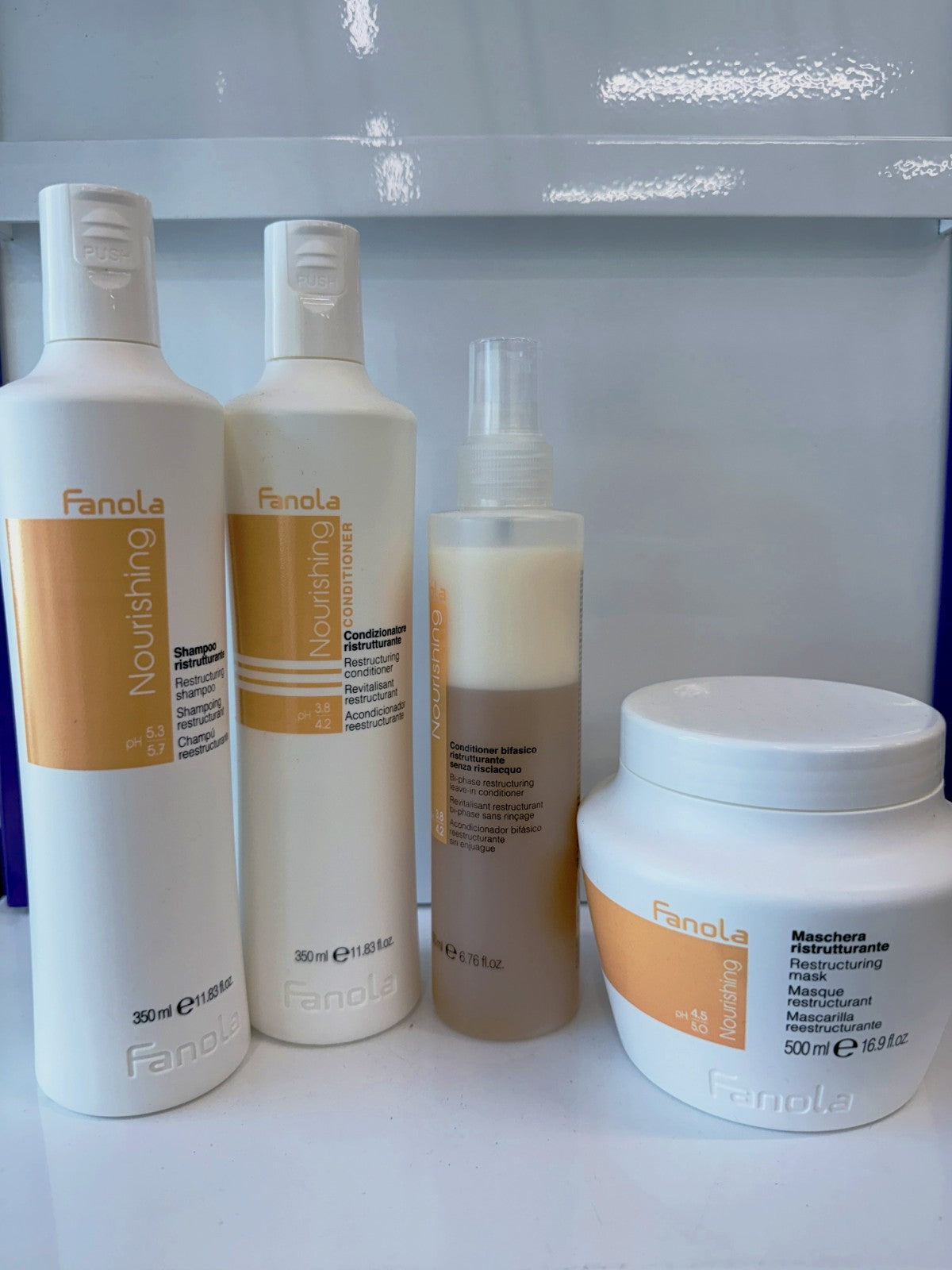 Fanola Nourishing Restructuring Shampoo & Conditioner Set with Leave-In & Mask - Hair Care Combo